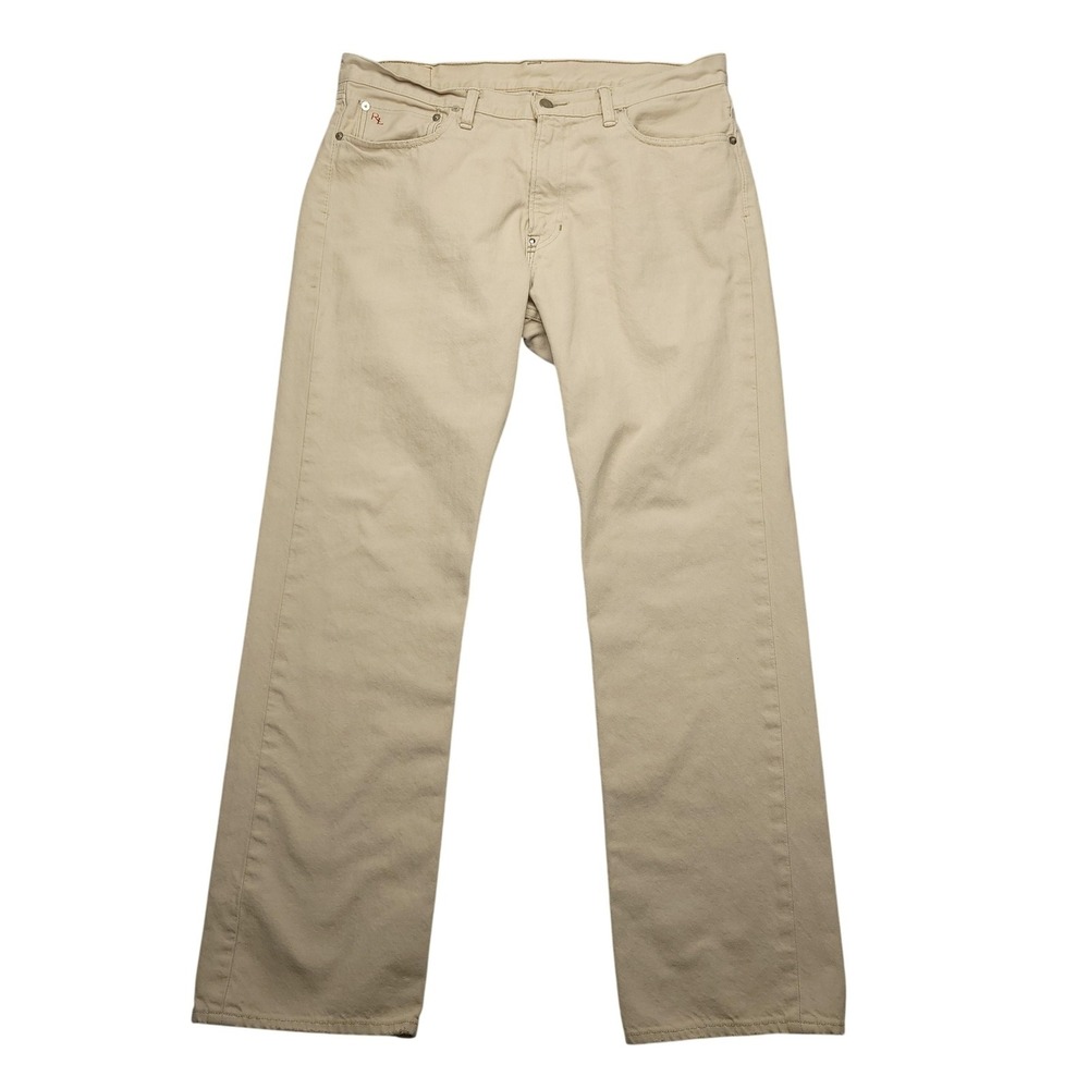 Polo Ralph‎ Lauren Jeans Mens 34x32 Beige Classic Fit Straight Denim Pants